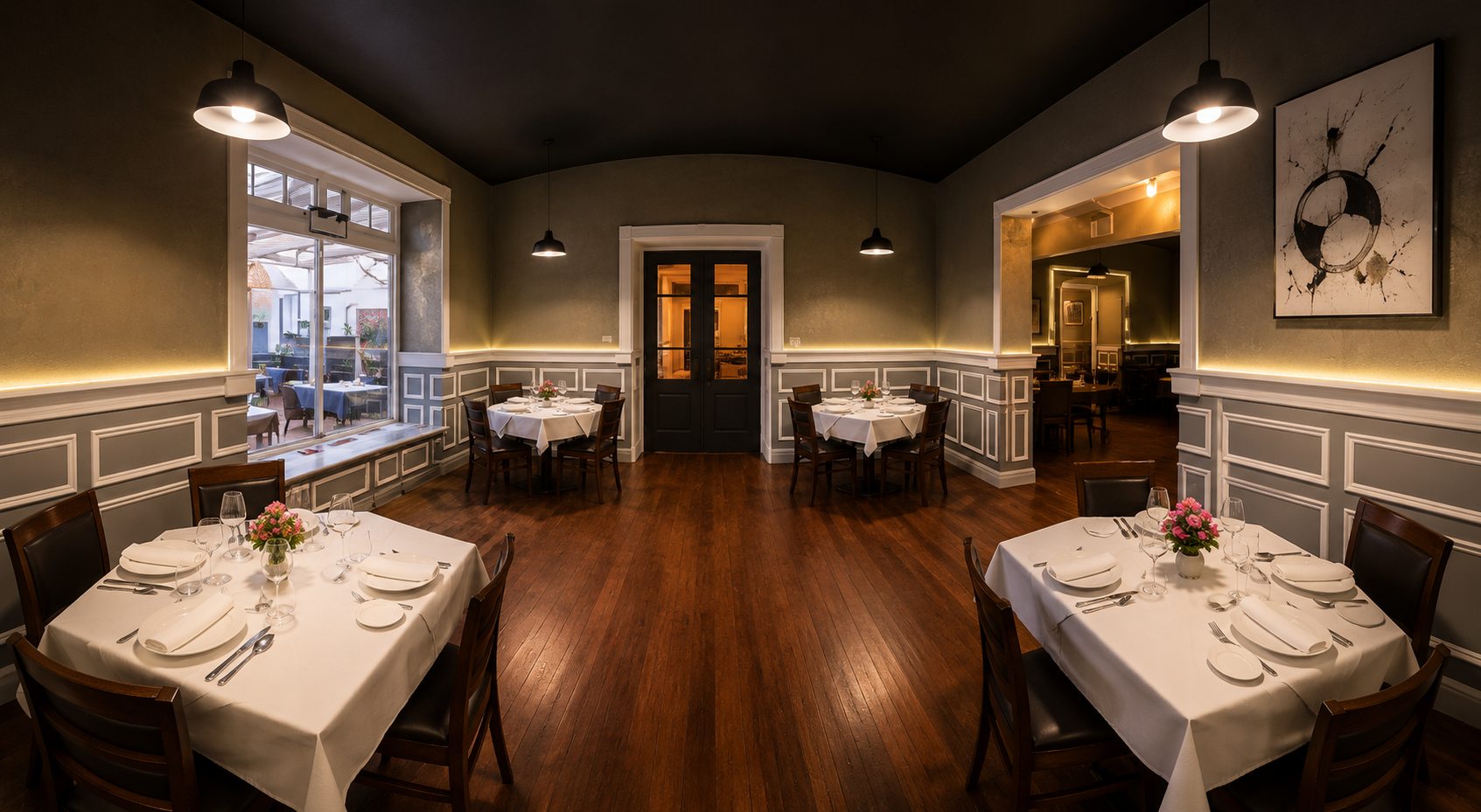 Salón Mirador de Casona Gourmet con vista hacia la terraza